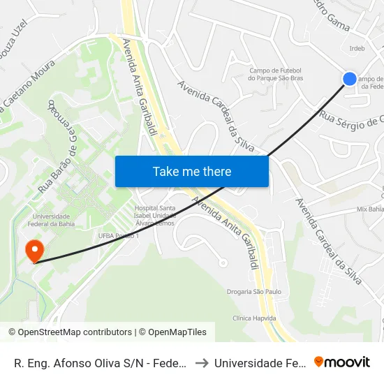 R. Eng. Afonso Oliva S/N - Federação Salvador - Ba Brasil to Universidade Federal Da Bahia map