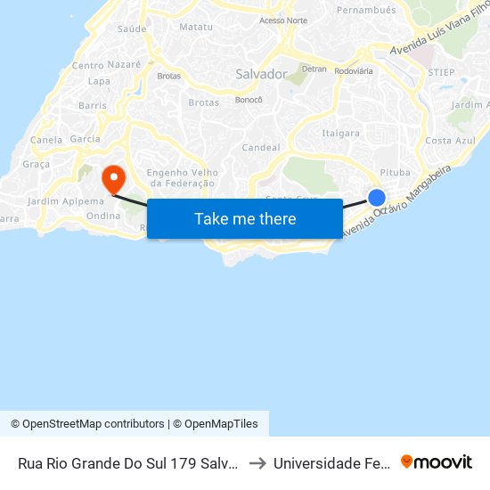 Rua Rio Grande Do Sul 179 Salvador - Bahia 41830 Brasil to Universidade Federal Da Bahia map