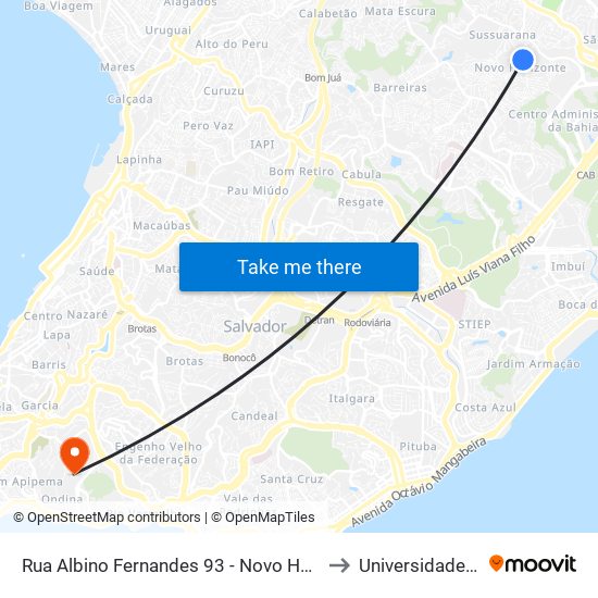 Rua Albino Fernandes 93 - Novo Horizonte Salvador - Ba 41218-770 Brasil to Universidade Federal Da Bahia map