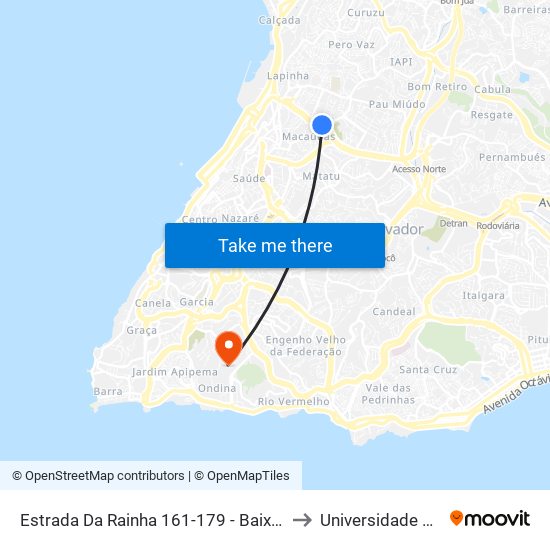 Estrada Da Rainha 161-179 - Baixa De Quintas Salvador - Ba Brasil to Universidade Federal Da Bahia map