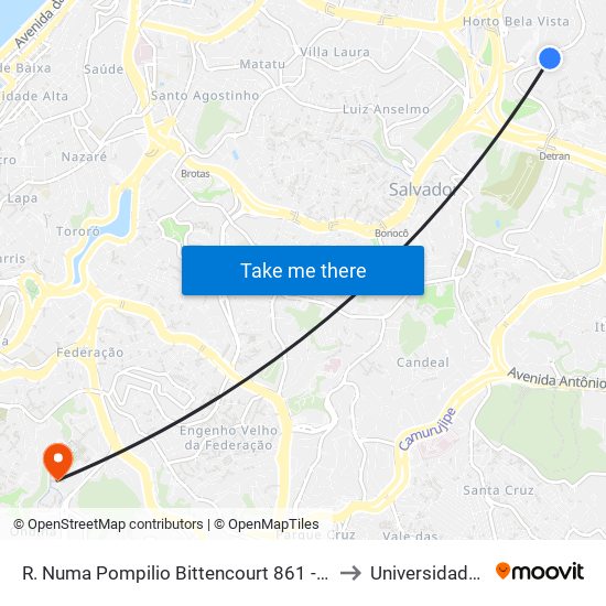 R. Numa Pompilio Bittencourt 861 - Pernambués Salvador - Ba 41100-170 Brasil to Universidade Federal Da Bahia map
