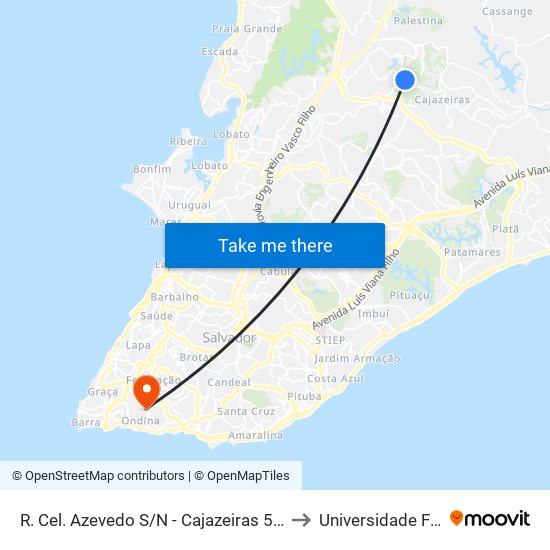 R. Cel. Azevedo S/N - Cajazeiras 5 Salvador - Ba 41310-295 Brasil to Universidade Federal Da Bahia map