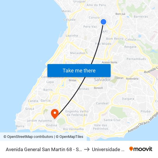 Avenida General San Martin 68 - Santa Monica Salvador - Ba Brazil to Universidade Federal Da Bahia map