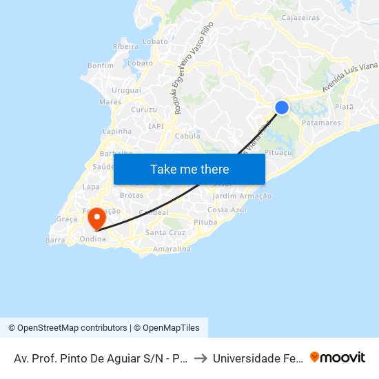Av. Prof. Pinto De Aguiar  S/N - Pituaçu Salvador - Ba Brasil to Universidade Federal Da Bahia map