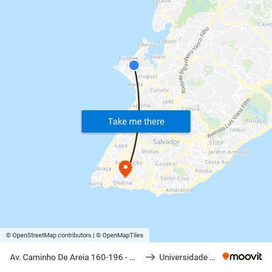 Av. Caminho De Areia 160-196 - Massaranduba Salvador - Ba Brasil to Universidade Federal Da Bahia map