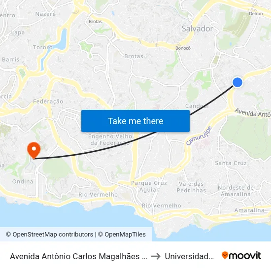 Avenida Antônio Carlos Magalhães 2499 Brotas Salvador - Ba 40280-000 Brasil to Universidade Federal Da Bahia map