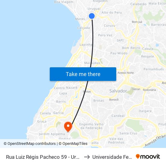 Rua Luiz Régis Pacheco 59 - Uruguai Salvador - Ba Brasil to Universidade Federal Da Bahia map