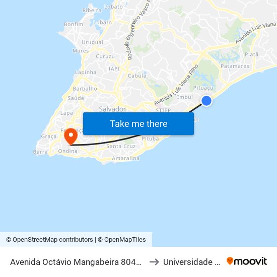 Avenida Octávio Mangabeira 8040 Salvador - Bahia 41715-000 Brasil to Universidade Federal Da Bahia map