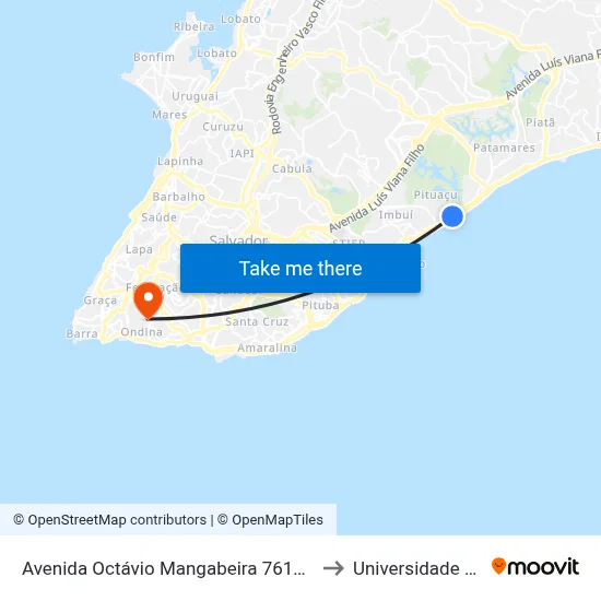 Avenida Octávio Mangabeira 7613 Salvador - Bahia 41750-971 Brasil to Universidade Federal Da Bahia map
