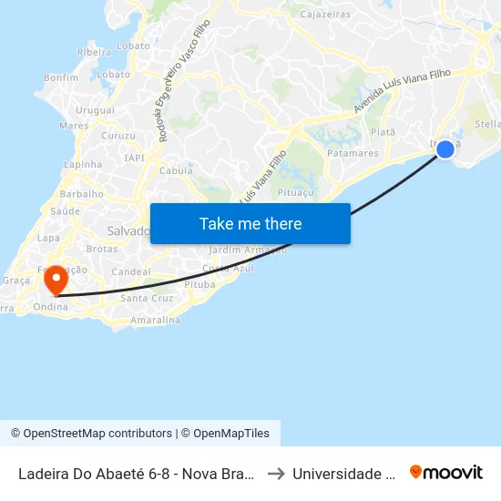 Ladeira Do Abaeté 6-8 - Nova Brasília De Itapuã Salvador - Ba Brasil to Universidade Federal Da Bahia map