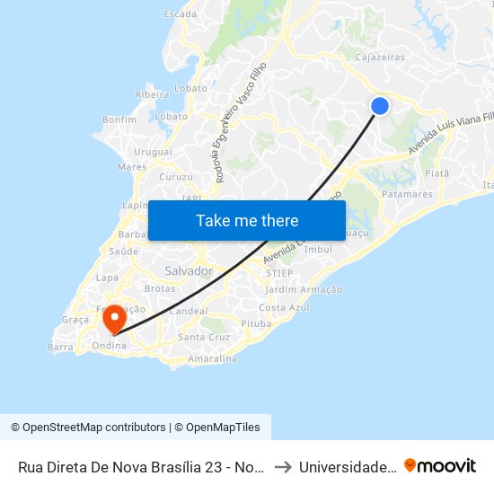 Rua Direta De Nova Brasília 23 - Nova Brasília Salvador - Ba 41350-010 Brasil to Universidade Federal Da Bahia map