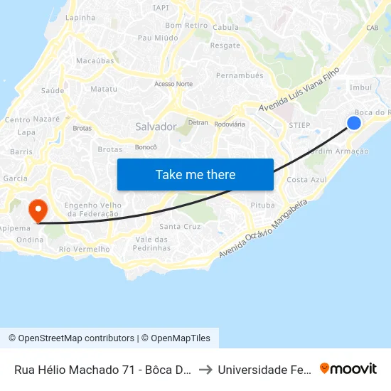 Rua Hélio Machado 71 - Bôca Do Rio Salvador - Ba Brasil to Universidade Federal Da Bahia map