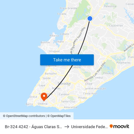 Br-324 4242 - Águas Claras Salvador - Ba Brasil to Universidade Federal Da Bahia map