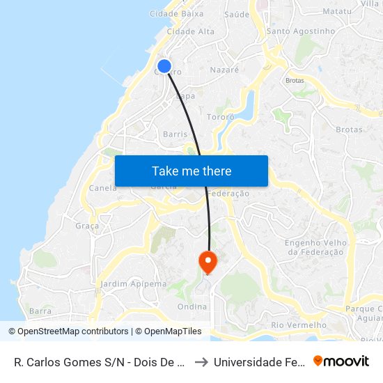 R. Carlos Gomes S/N - Dois De Julho Salvador - Ba Brasil to Universidade Federal Da Bahia map