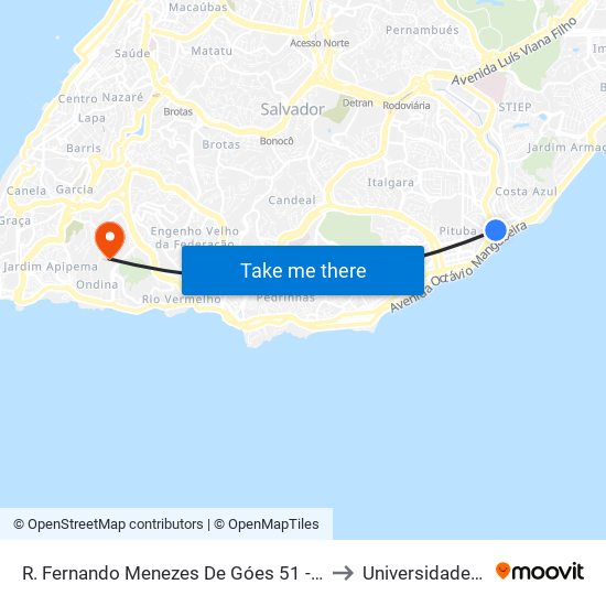R. Fernando Menezes De Góes 51 - Pituba Salvador - Ba 41810-700 Brasil to Universidade Federal Da Bahia map