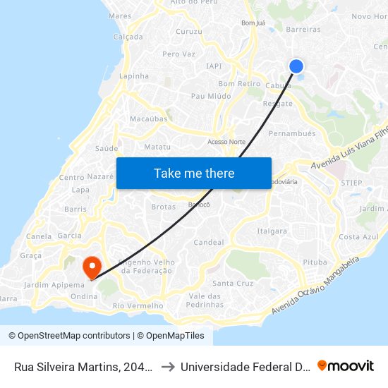 Rua Silveira Martins, 2048 | Uneb to Universidade Federal Da Bahia map