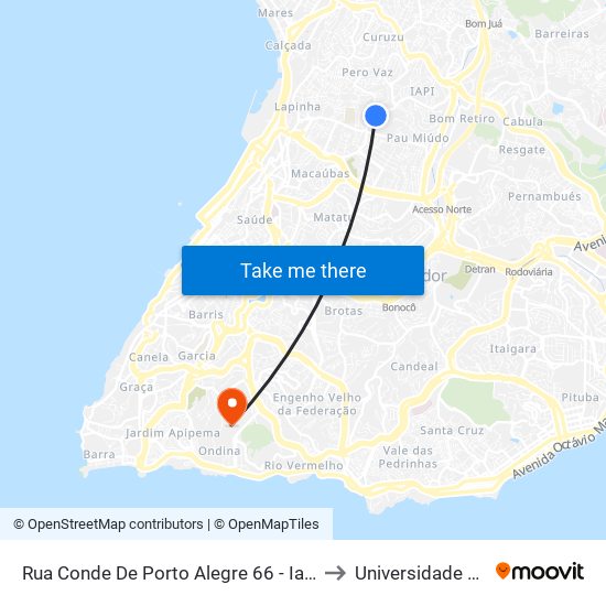 Rua Conde De Porto Alegre 66 - Iapi Salvador - Ba 40330-200 Brasil to Universidade Federal Da Bahia map