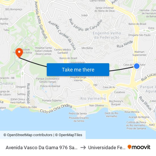 Avenida Vasco Da Gama 976 Salvador - Bahia 40286 Brasil to Universidade Federal Da Bahia map