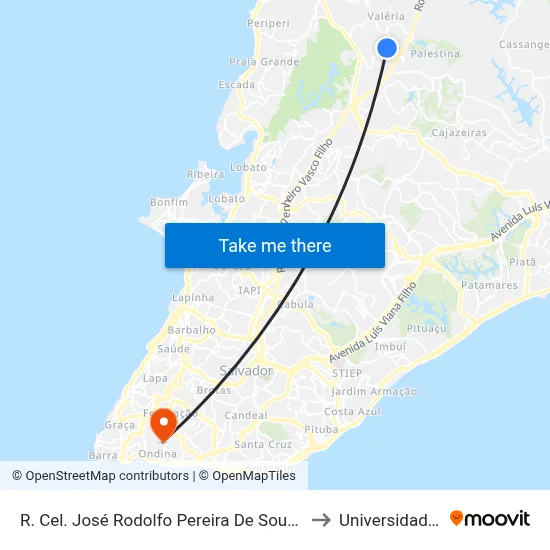 R. Cel. José Rodolfo Pereira De Souza 1-137 - Valéria Salvador - Ba 41301-335 Brasil to Universidade Federal Da Bahia map