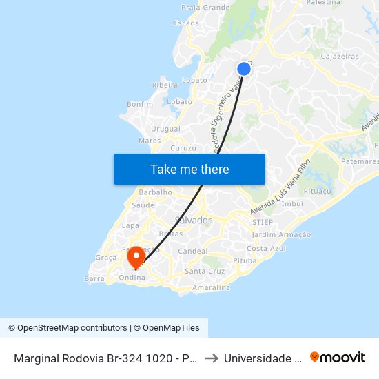Marginal Rodovia Br-324 1020 - Porto Seco Pirajá Salvador - Ba Brasil to Universidade Federal Da Bahia map