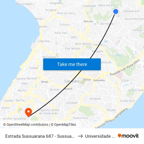 Estrada Sussuarana 687 - Sussuarana Salvador - Ba 41213-108 Brasil to Universidade Federal Da Bahia map