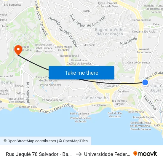 Rua Jequié 78 Salvador - Bahia 41940 Brasil to Universidade Federal Da Bahia map