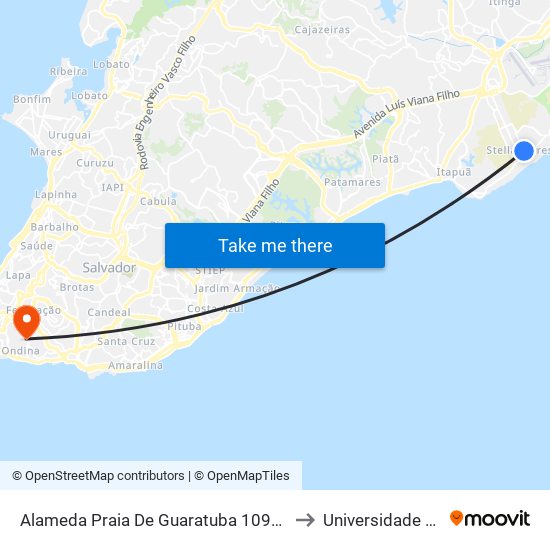 Alameda Praia De Guaratuba 1093 - Stella Maris Salvador - Ba Brasil to Universidade Federal Da Bahia map