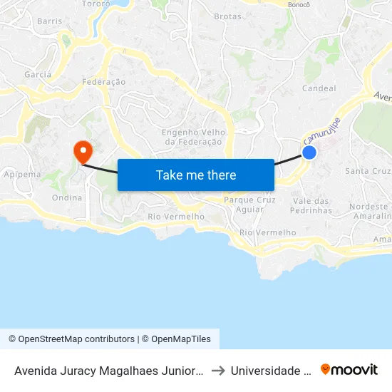 Avenida Juracy Magalhaes Junior 1440 Salvador - Bahia 41926 Brasil to Universidade Federal Da Bahia map