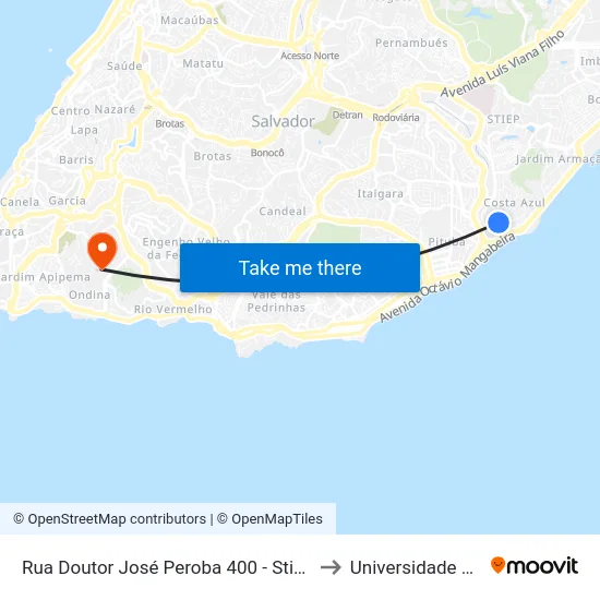Rua Doutor José Peroba 400 - Stiep Salvador - Ba 41770-790 Brasil to Universidade Federal Da Bahia map