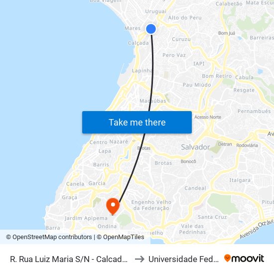 R. Rua Luiz Maria S/N - Calcada Salvador - Ba Brasil to Universidade Federal Da Bahia map