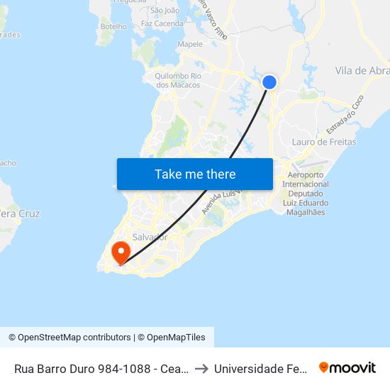 Rua Barro Duro 984-1088 - Ceasa Salvador - Ba Brasil to Universidade Federal Da Bahia map