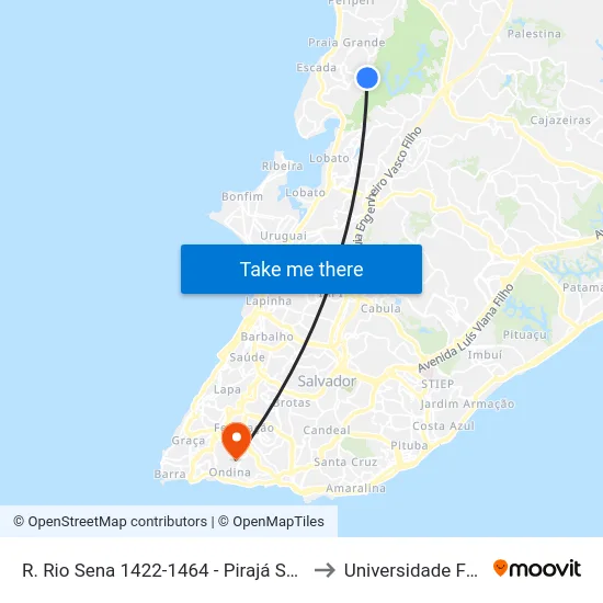 R. Rio Sena 1422-1464 - Pirajá Salvador - Ba 40715-500 Brasil to Universidade Federal Da Bahia map