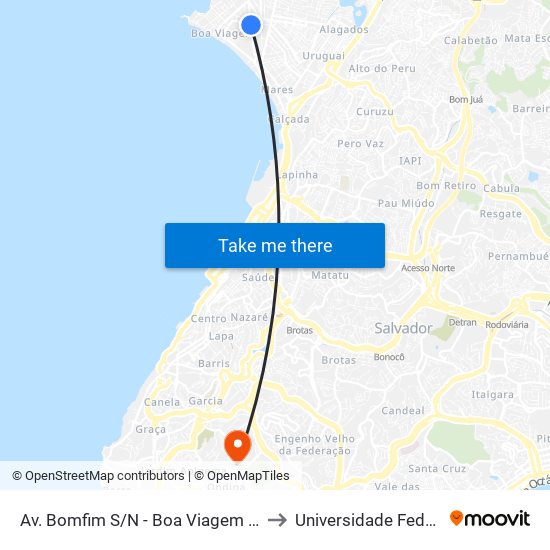 Av. Bomfim  S/N - Boa Viagem Salvador - Ba Brasil to Universidade Federal Da Bahia map