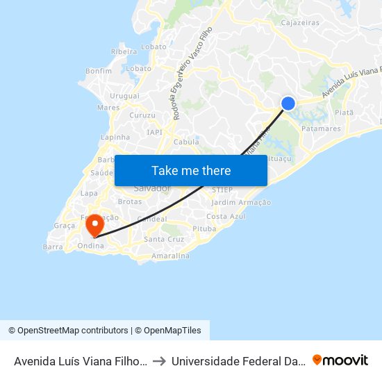 Avenida Luís Viana Filho 4070 to Universidade Federal Da Bahia map