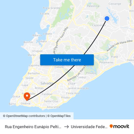 Rua Engenheiro Eunápio Peltier De Queirós 335 to Universidade Federal Da Bahia map