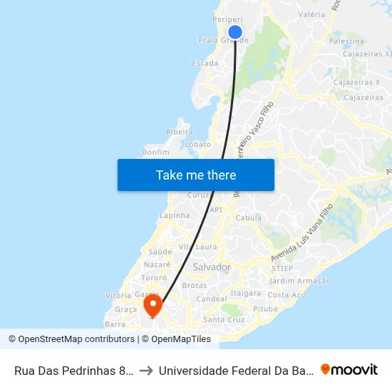 Rua Das Pedrinhas 886 to Universidade Federal Da Bahia map