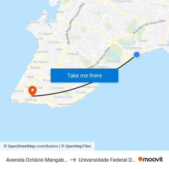 Avenida Octávio Mangabeira 139 to Universidade Federal Da Bahia map