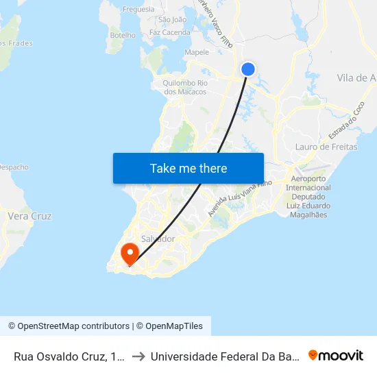 Rua Osvaldo Cruz, 129 to Universidade Federal Da Bahia map
