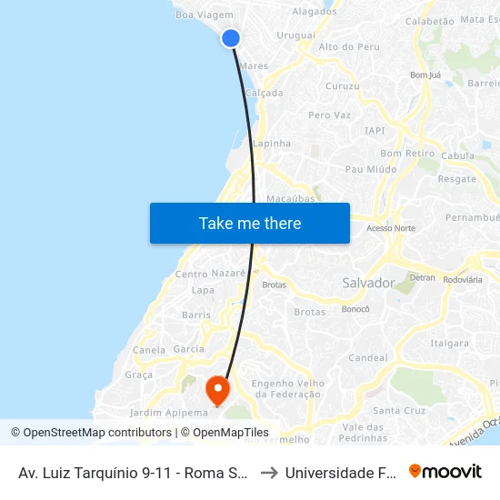 Av. Luiz Tarquínio 9-11 - Roma Salvador - Ba 40414-120 Brasil to Universidade Federal Da Bahia map