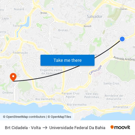 Brt Cidadela - Volta to Universidade Federal Da Bahia map