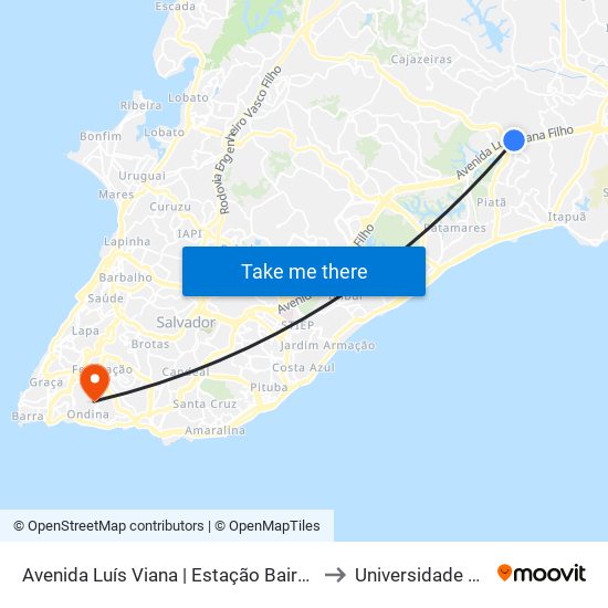 Avenida Luís Viana | Estação Bairro Da Paz - Sentido Acesso Norte to Universidade Federal Da Bahia map