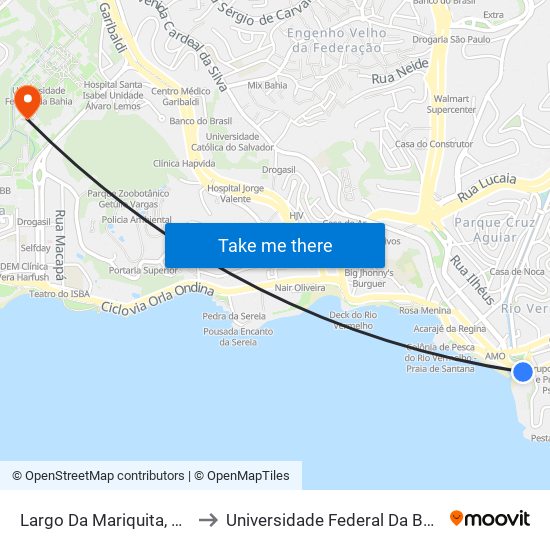 Largo Da Mariquita, 266 to Universidade Federal Da Bahia map
