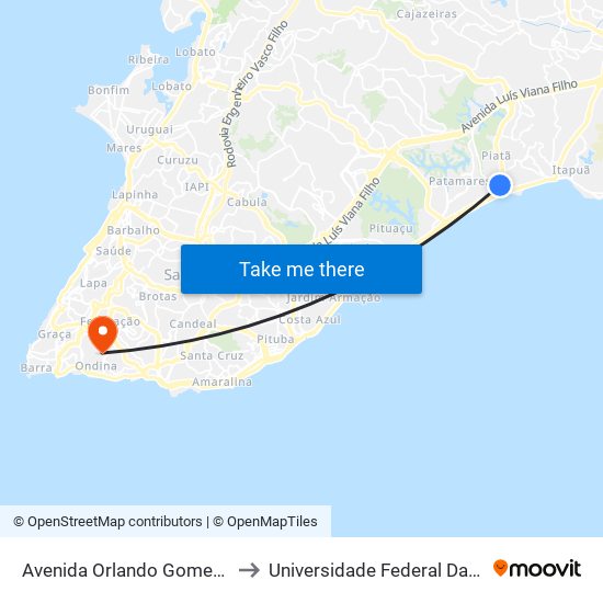 Avenida Orlando Gomes, 323 to Universidade Federal Da Bahia map