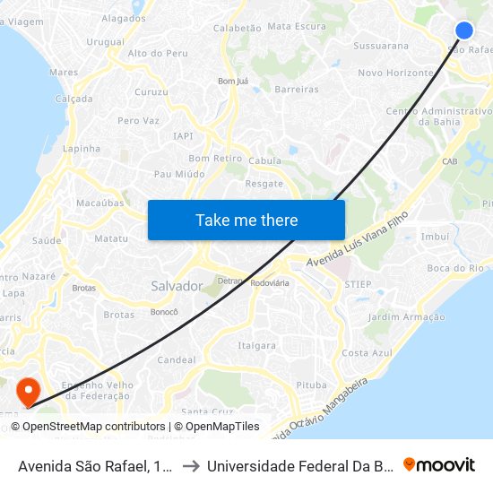 Avenida São Rafael, 1405 to Universidade Federal Da Bahia map