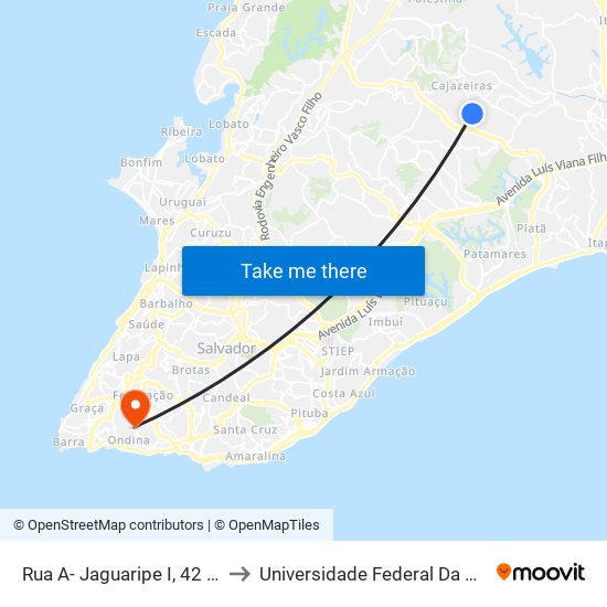 Rua A- Jaguaripe I, 42 | Ida to Universidade Federal Da Bahia map