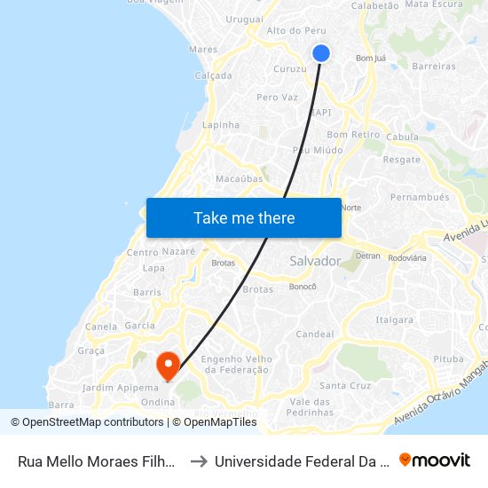 Rua Mello Moraes Filho, 359 to Universidade Federal Da Bahia map