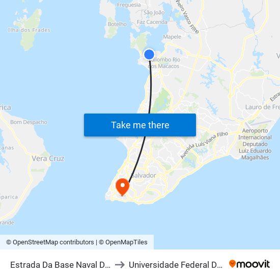 Estrada Da Base Naval De Aratu to Universidade Federal Da Bahia map