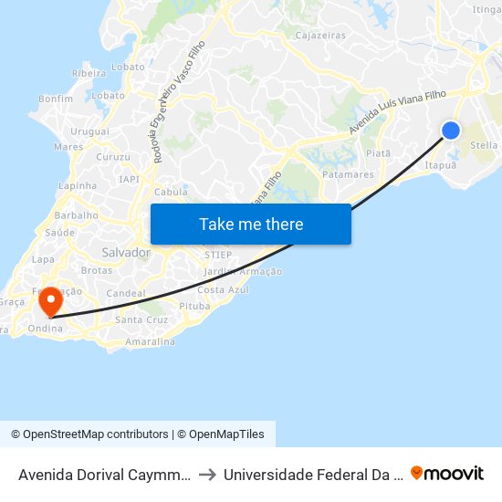 Avenida Dorival Caymmi, 623 to Universidade Federal Da Bahia map