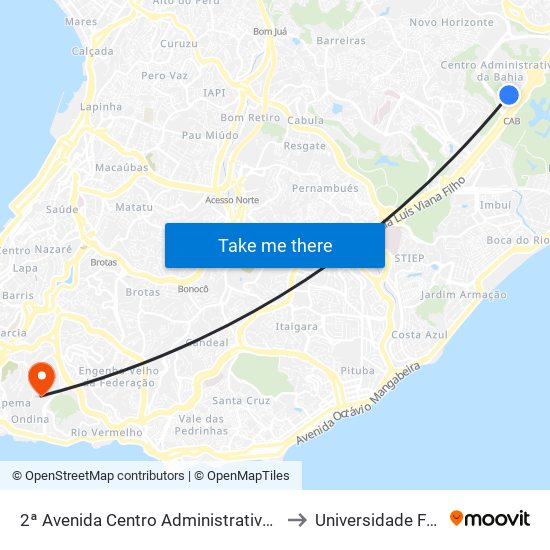 2ª Avenida Centro Administrativo Da Bahia | Seplan / Car / Sdr to Universidade Federal Da Bahia map