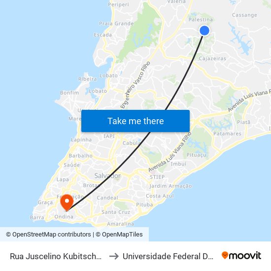 Rua Juscelino Kubitschek, 124 to Universidade Federal Da Bahia map